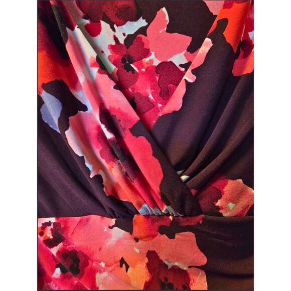 LAUREN Ralph Lauren Dress Purple Pink Floral Sleeveless V-Neck Stretch Midi 8 - Picture 3 of 7